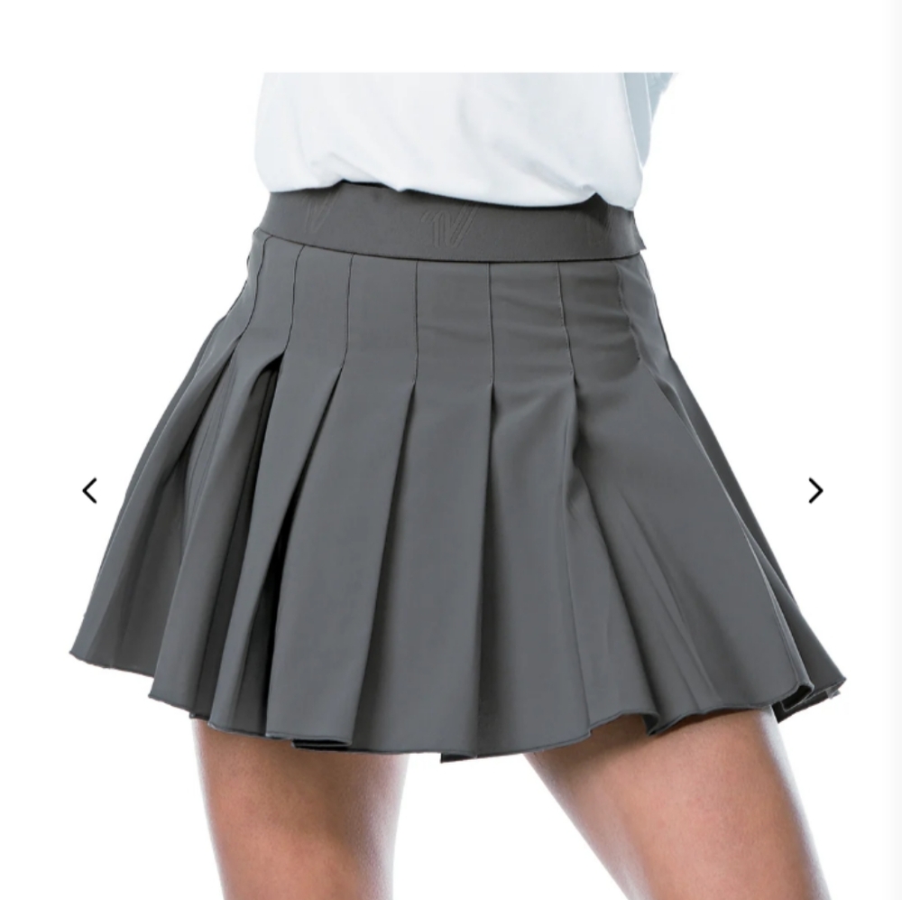 Varsity Spirit Gray Luxe Pleated Skort
